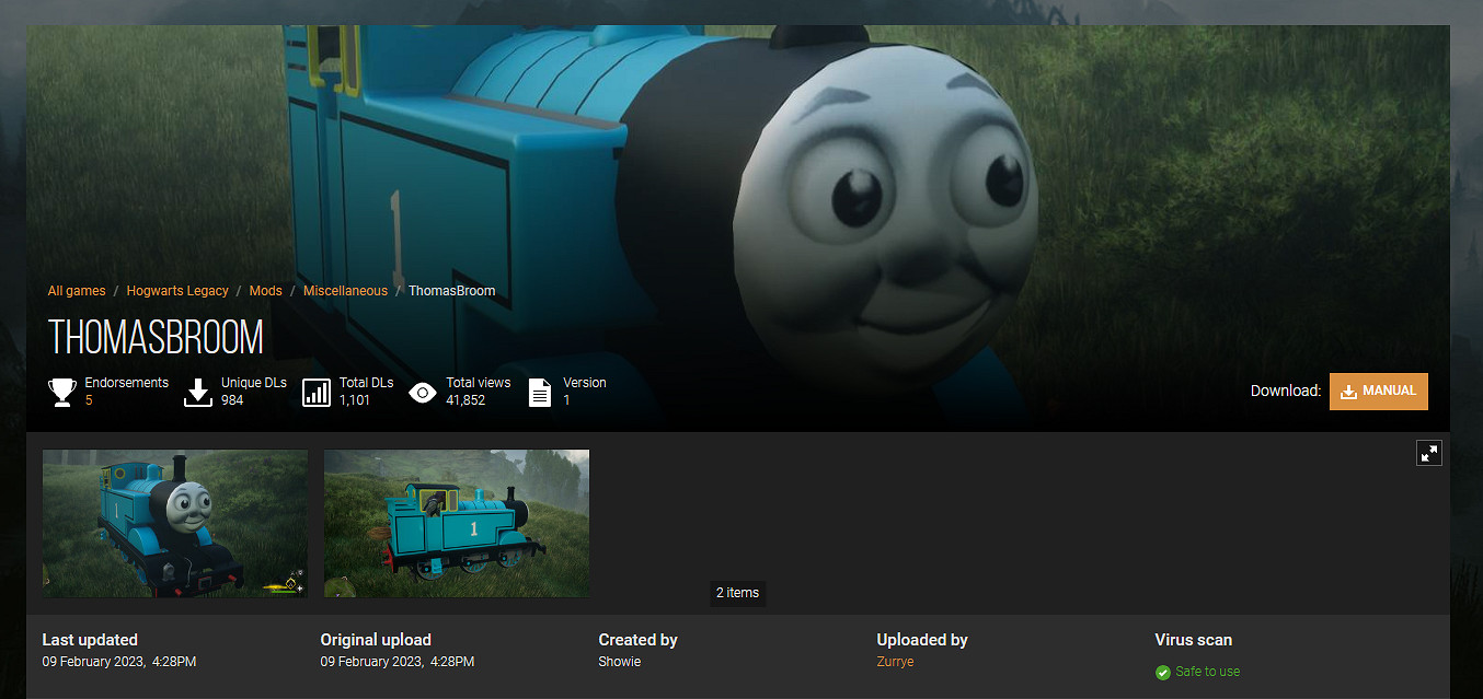 《霍格華茲之遺》惡搞MOD:湯瑪士小火車替換飛行掃帚 《霍格華茲之遺》惡搞MOD:湯瑪士小火車替換飛行掃帚