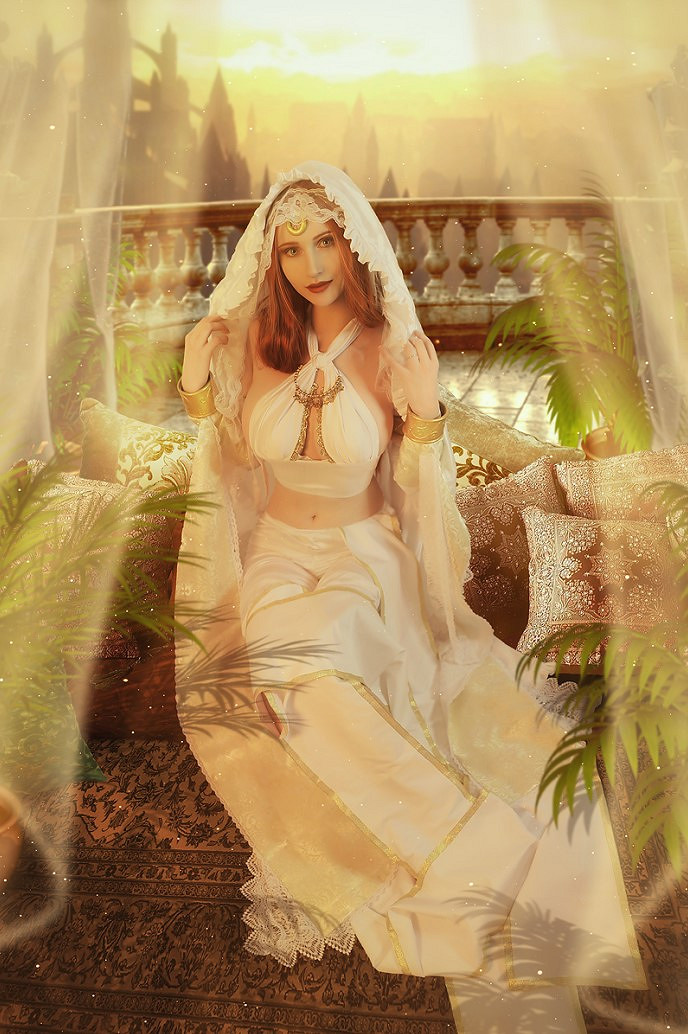 俄妹COS《黑暗之魂》太陽公主：異域風情巨大頭燈！