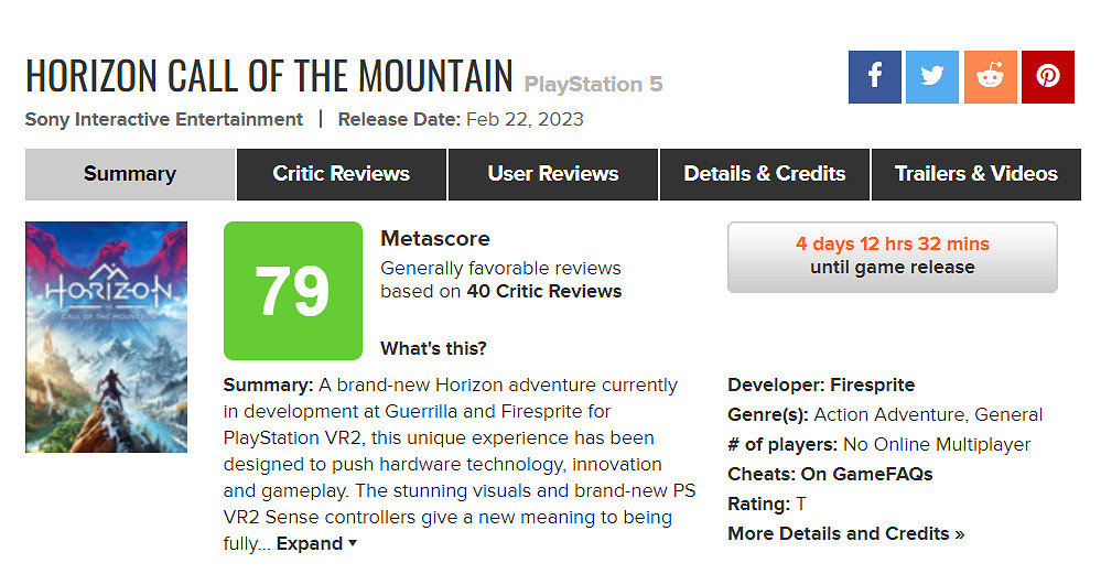 PS VR2護航大作《地平線：山之召喚》IGN7分不過不失