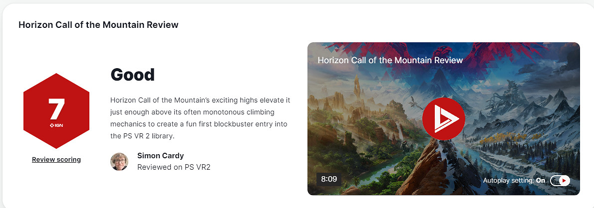 PS VR2護航大作《地平線：山之召喚》IGN7分不過不失