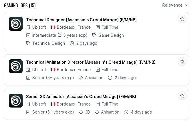 育碧為《刺客教條：幻景》招聘三個新職位 或於8月發售