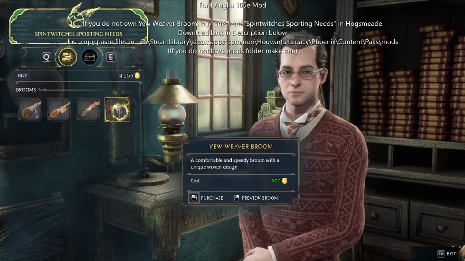 《霍格華茲之遺》MOD將飛行掃帚換成哈利波特中的飛車