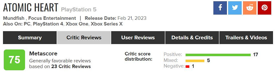 《原子之心》M站媒體評分75分！主角不討喜戰鬥很棒