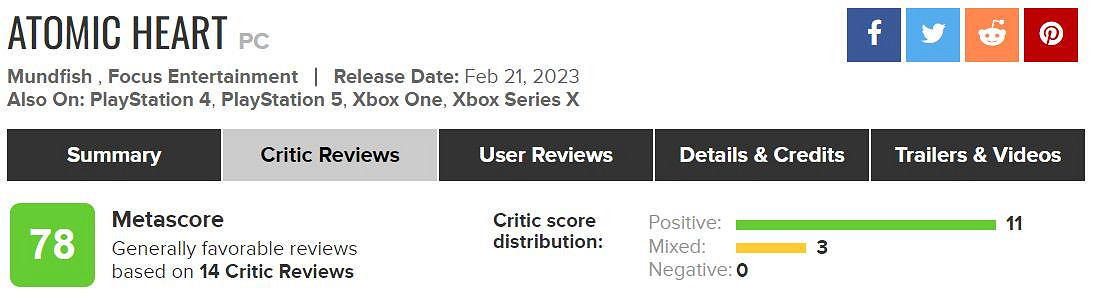 《原子之心》M站媒體評分75分！主角不討喜戰鬥很棒