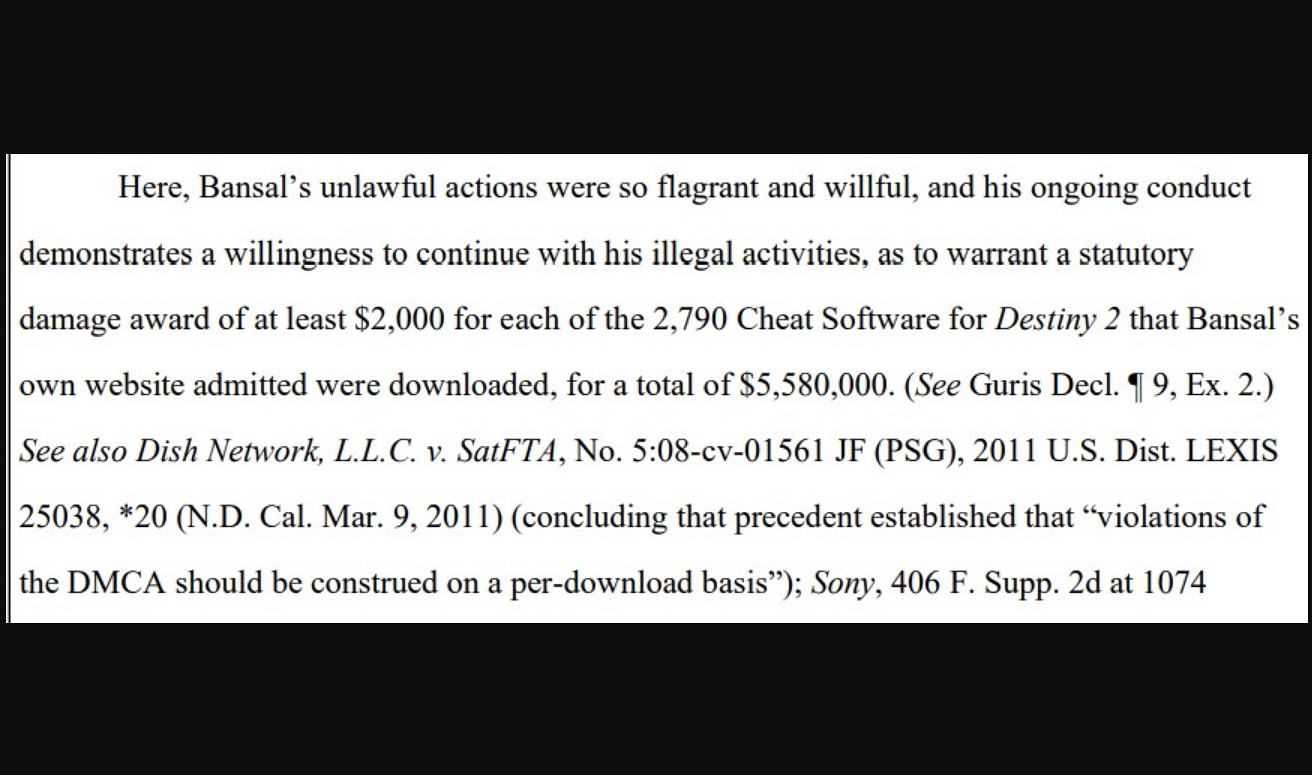 《命運》系列開發商Bungie起訴外掛網站賠償670萬美元