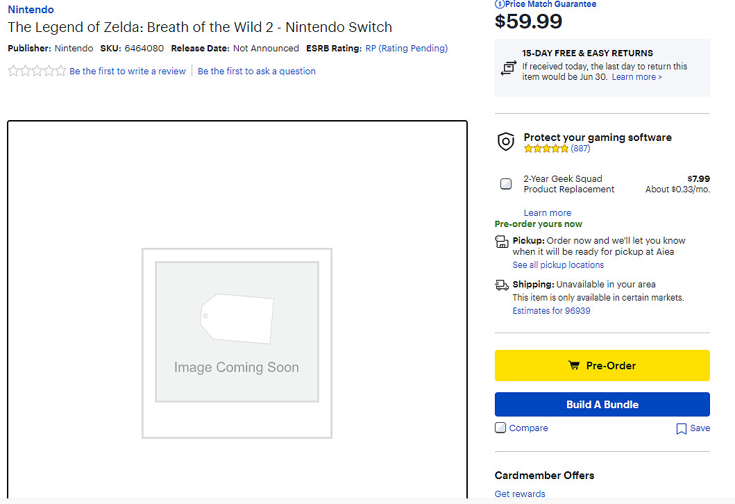 《塞爾達傳說曠野之息2》多少錢？預購價格分享