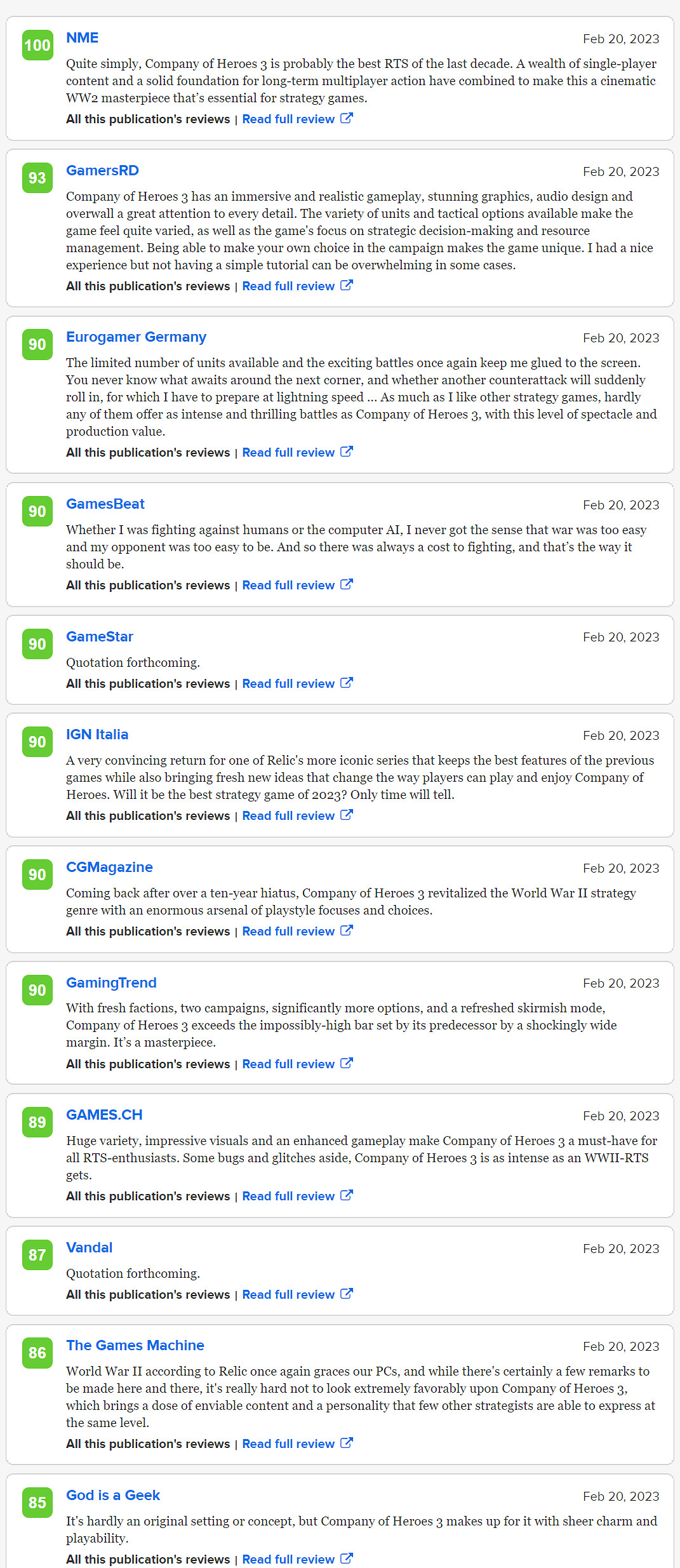 《英雄連3》媒體評分出爐：M站84分 優秀的RTS作品!