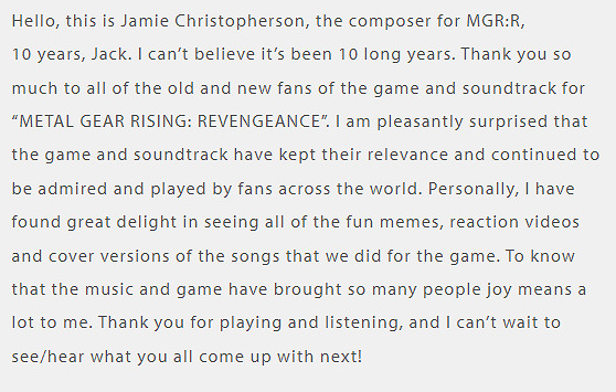 《潛龍諜影崛起 復仇》製作人感謝信 十周年藝術圖