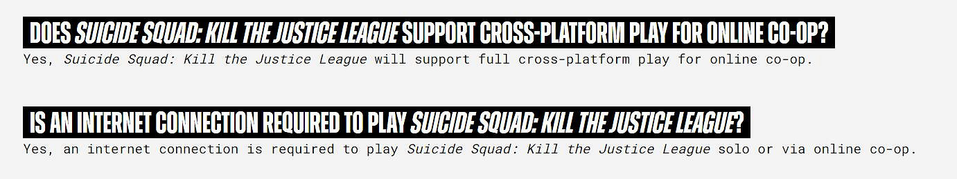 《自殺突擊隊》需全程連網 售後新劇情/角色將免費更新! 《自殺突擊隊》需全程連網 售後新劇情/角色將免費更新!