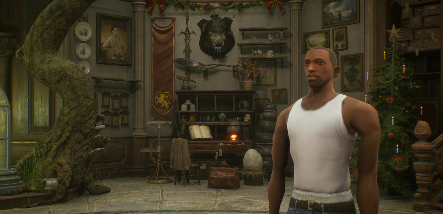 《霍格華茲之遺》惡搞MOD將主角換為《GTA》男主CJ 《霍格華茲之遺》惡搞MOD將主角換為《GTA》男主CJ