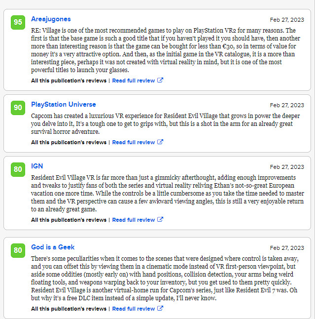 《生化8》VR模式媒體評分出爐：M站84分，IGN 8分！