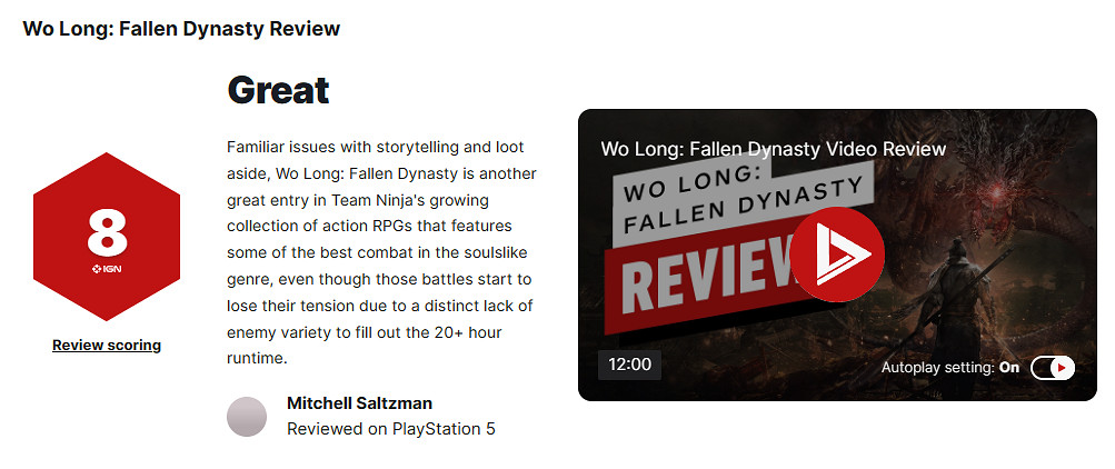 《臥龍蒼天隕落》全球媒體評分解禁!M站均分83 IGN8分