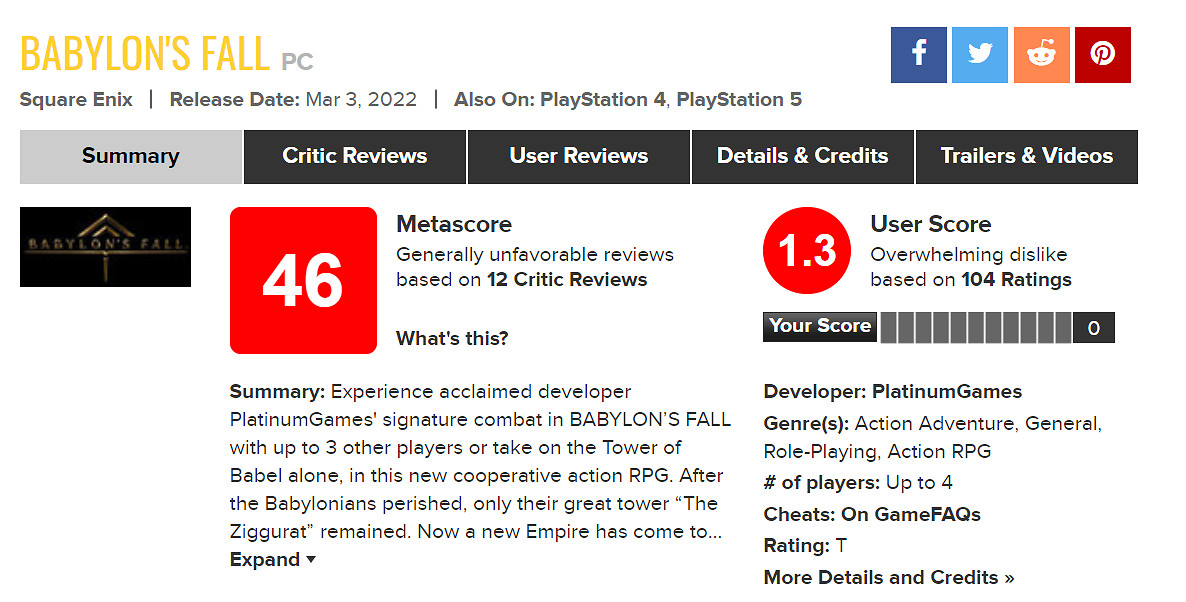 堪稱史上最悲傷！《巴比倫的隕落》最後一個更新檔說明