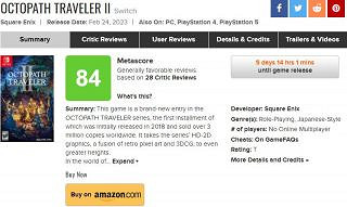 《歧路旅人2》IGN評分多少？媒體評分解禁