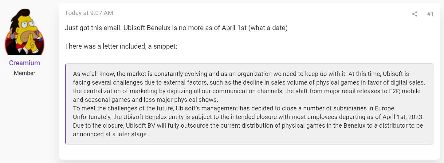 實體遊戲業務不景氣 育碧關閉歐洲地區部分附屬公司！