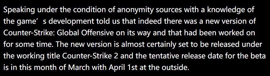 3月測試4月推出，《CSGO2》真的要來了？