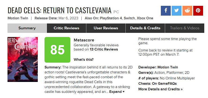 早報：死亡細胞DLC評分 《大都會：天際2》公布