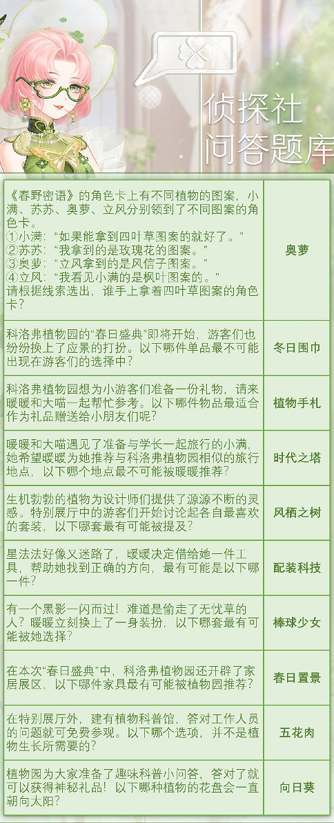 《奇蹟暖暖》奇妙偵探社最新答案是什麽 奇妙偵探社最新答案一覽 《奇蹟暖暖》奇妙偵探社最新答案是什麽 奇妙偵探社最新答案一覽
