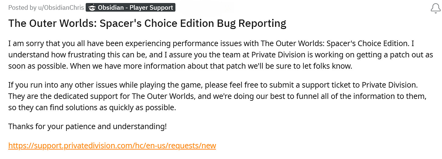 《外圍世界:太空人之選版》多半差評!官方向玩家道歉 《外圍世界:太空人之選版》多半差評!官方向玩家道歉