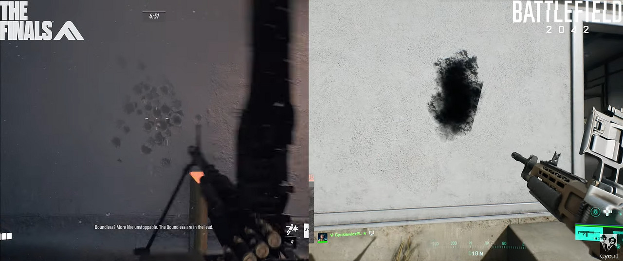 免費團戰FPS遊戲《決賽》與《戰地風雲2042》場景破壞比較