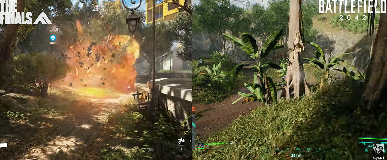 免費團戰FPS遊戲《決賽》與《戰地風雲2042》場景破壞比較