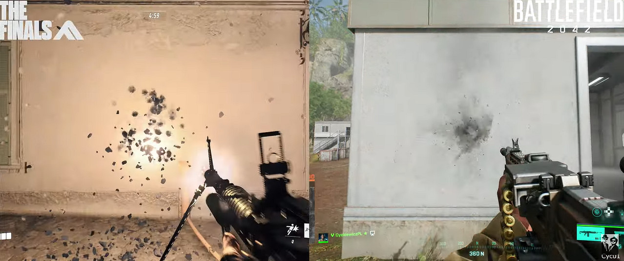 免費團戰FPS遊戲《決賽》與《戰地風雲2042》場景破壞比較