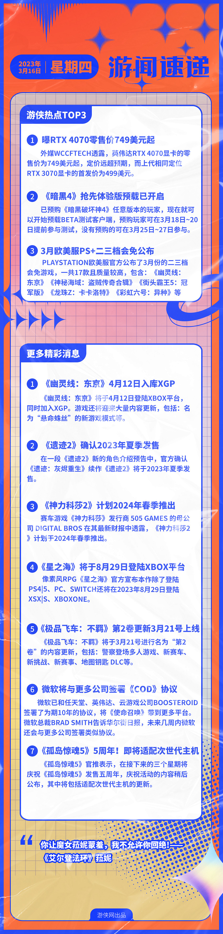 早報：《暗黑4》測試版開啟預載 RTX4070售價曝光