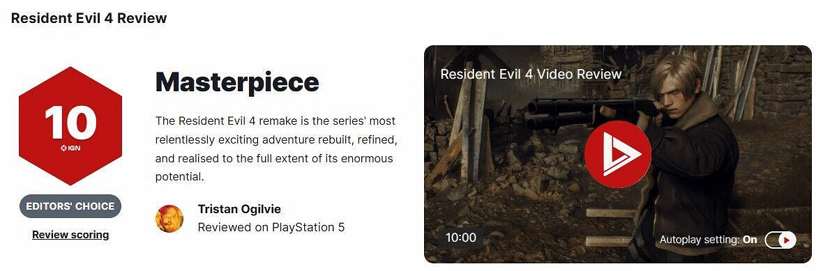 《惡靈古堡4:重製版》媒體評分解禁 M站均分高達95 《惡靈古堡4:重製版》媒體評分解禁 M站均分高達95