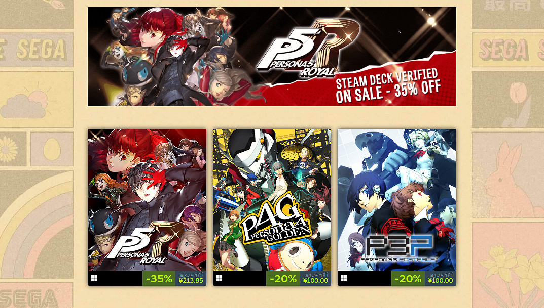 世嘉春季限時促銷活動正式開啟《P3P》首次參與促銷