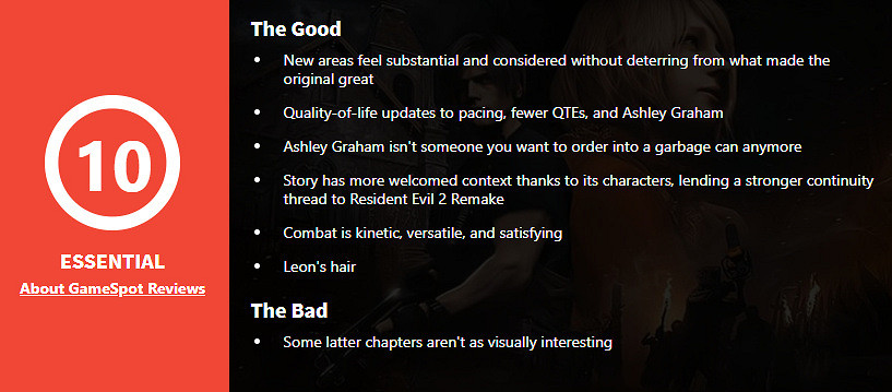 《惡靈古堡4:重製版》媒體評分解禁 M站均分高達95 《惡靈古堡4:重製版》媒體評分解禁 M站均分高達95