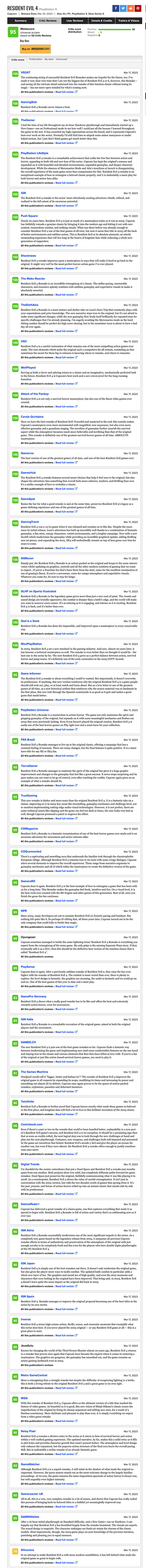 《惡靈古堡4:重製版》媒體評分解禁 M站均分高達95 《惡靈古堡4:重製版》媒體評分解禁 M站均分高達95