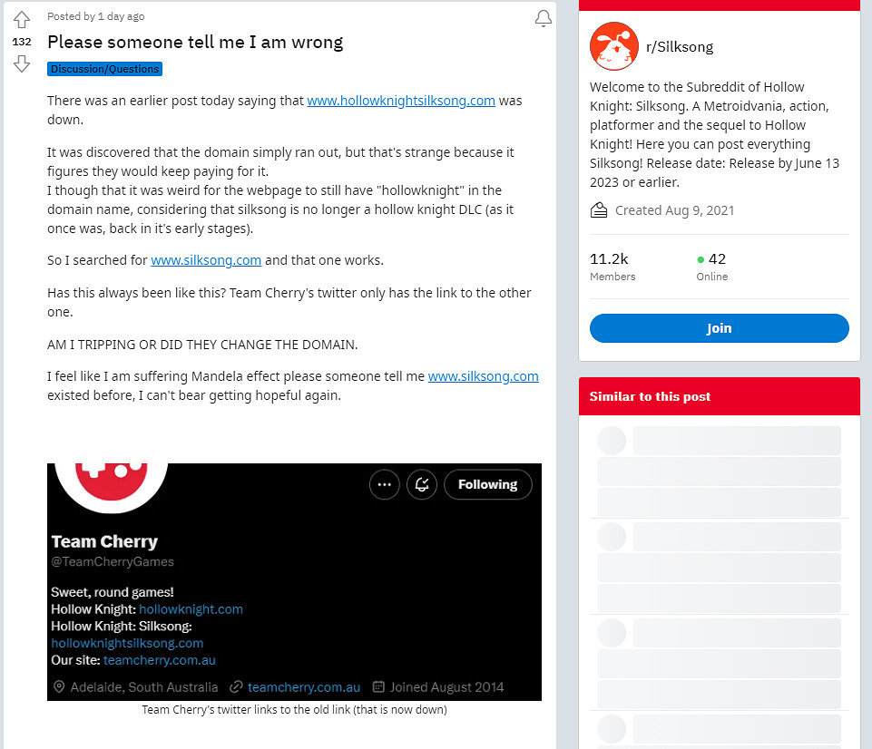 開發太久了！《空洞騎士：絲之歌》官網域名都過期了