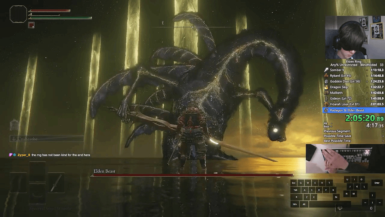 Pennek蒙眼直播速通《艾爾登法環》:用時為2小時! Pennek蒙眼直播速通《艾爾登法環》:用時為2小時!