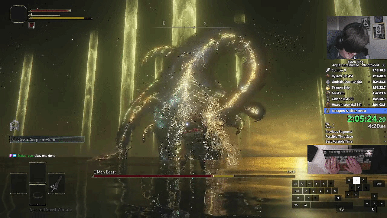 Pennek蒙眼直播速通《艾爾登法環》:用時為2小時! Pennek蒙眼直播速通《艾爾登法環》:用時為2小時!