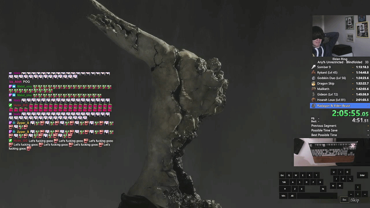 Pennek蒙眼直播速通《艾爾登法環》:用時為2小時! Pennek蒙眼直播速通《艾爾登法環》:用時為2小時!