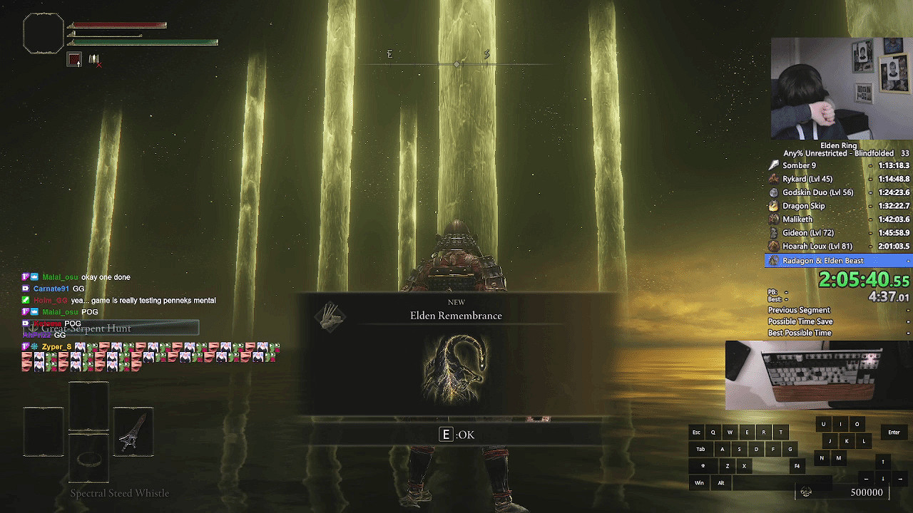 Pennek蒙眼直播速通《艾爾登法環》:用時為2小時! Pennek蒙眼直播速通《艾爾登法環》:用時為2小時!