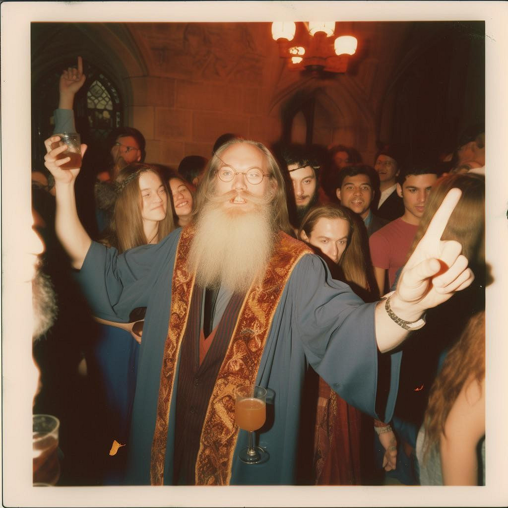 AI生成霍格華茲魔法派對：海格打碟，戴墨鏡的石內卜！