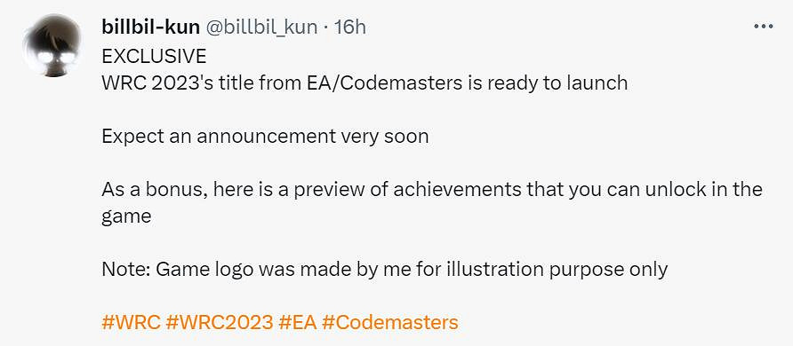 爆料稱2023《世界汽車拉力錦標賽》新遊戲即將推出! 爆料稱2023《世界汽車拉力錦標賽》新遊戲即將推出!