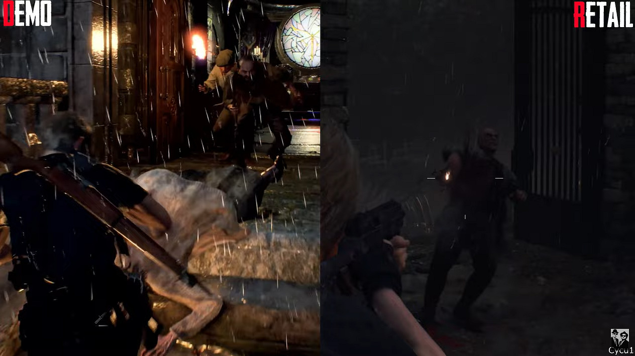 《惡靈古堡4:重製版》“牛奶雨”修復前後對比 《惡靈古堡4:重製版》“牛奶雨”修復前後對比