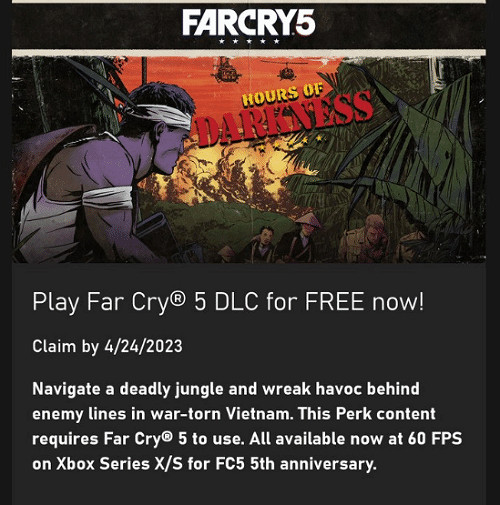 Xbox Game Pass (XGP) U使用者可免費領取《極地戰嚎5》DLC“黑暗時刻” Xbox Game Pass (XGP) U使用者可免費領取《極地戰嚎5》DLC“黑暗時刻”