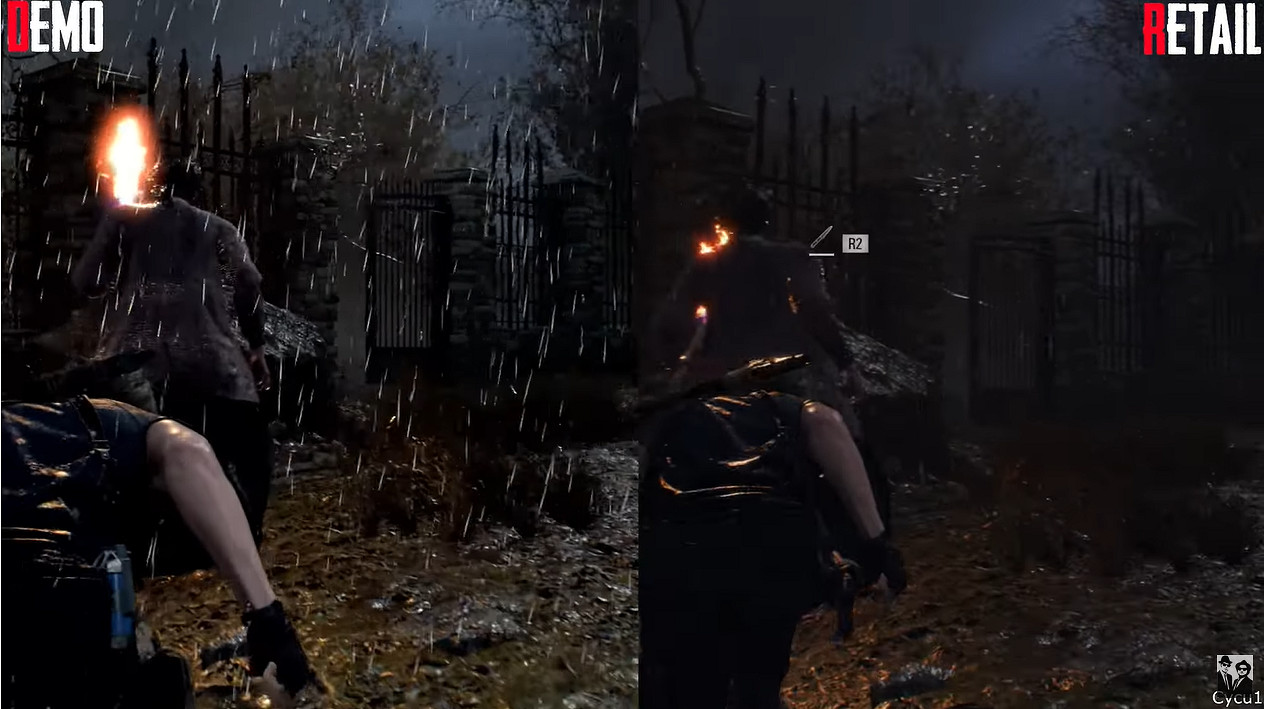 《惡靈古堡4:重製版》“牛奶雨”修復前後對比 《惡靈古堡4:重製版》“牛奶雨”修復前後對比