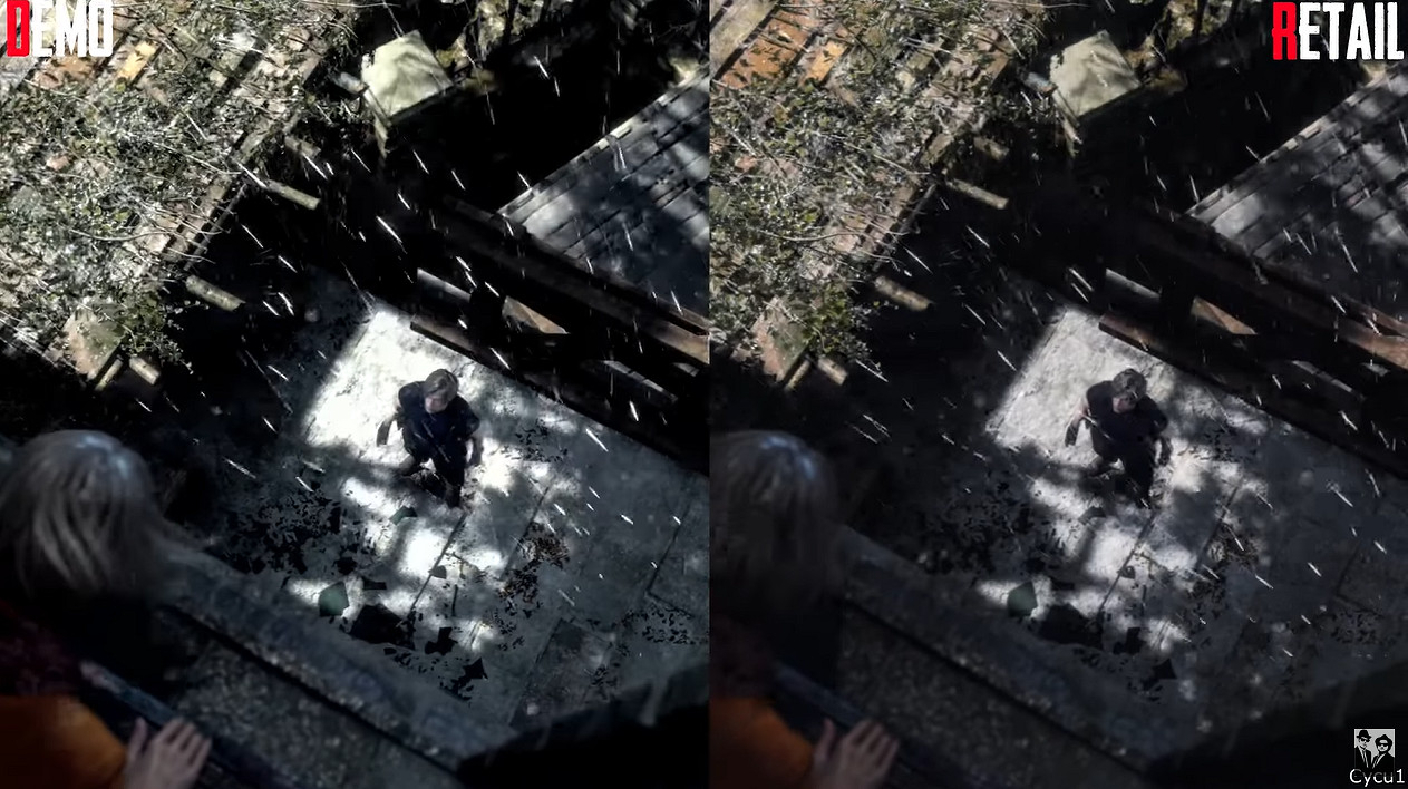 《惡靈古堡4:重製版》“牛奶雨”修復前後對比 《惡靈古堡4:重製版》“牛奶雨”修復前後對比