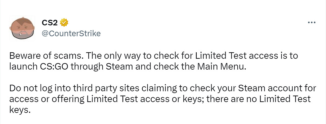 V社官方提醒：警惕《CS2》限量測試詐騙 測試無邀請碼