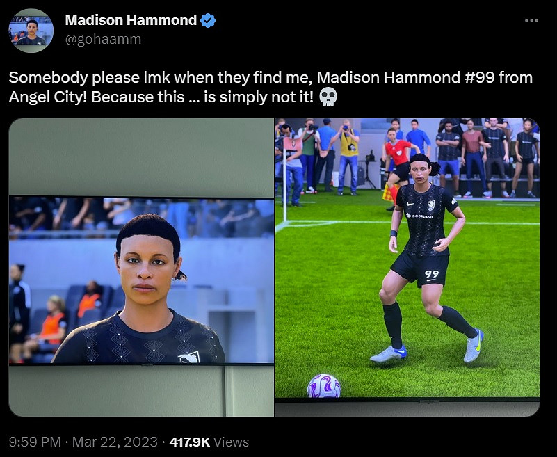 《FIFA23》女足建模太醜 球員：我孩子玩得嚇哭了！