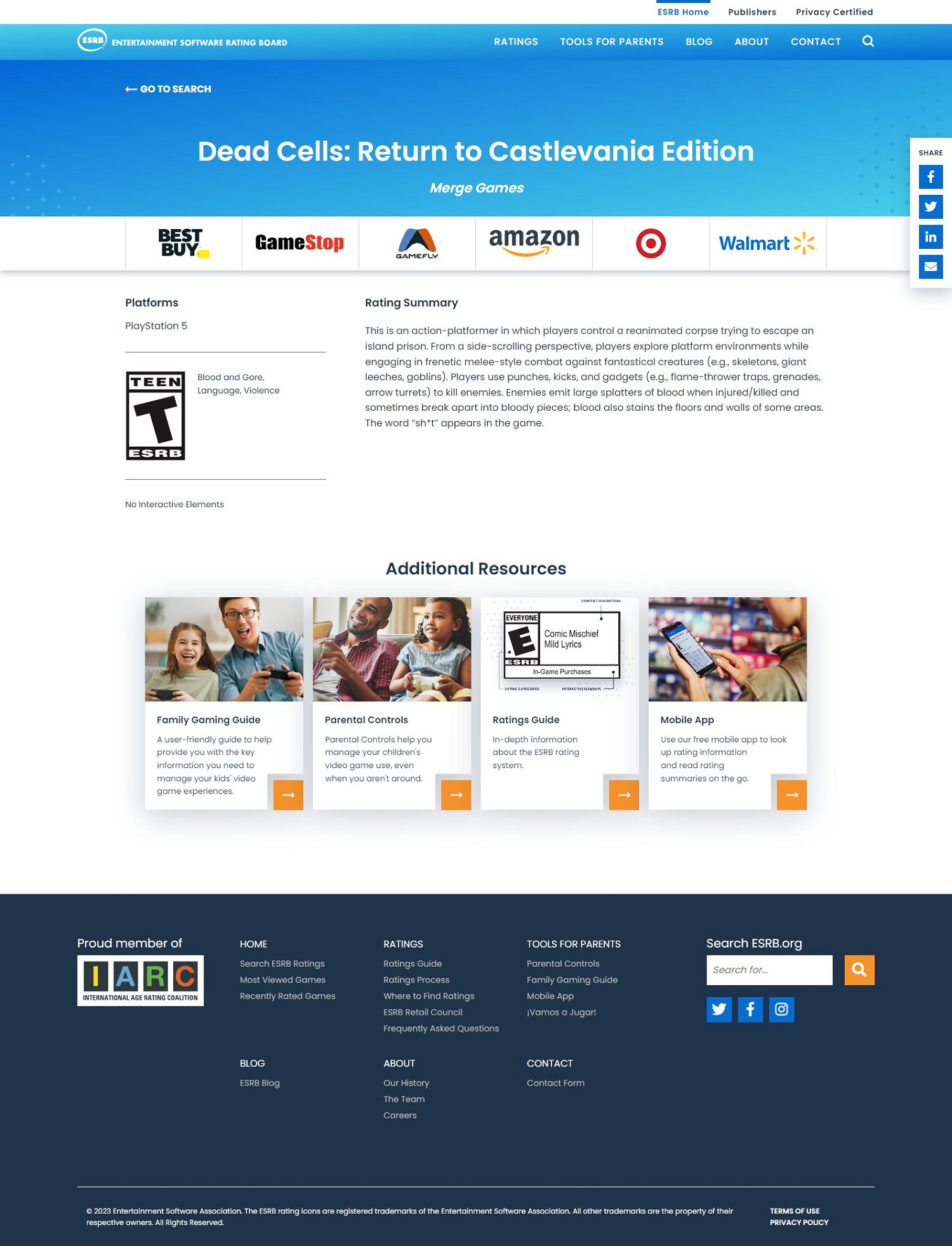 ESRB顯示《死亡細胞：重返惡魔城》將擁有PS5原生版