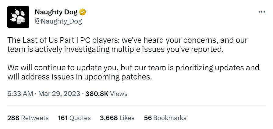 《最後生還者》PC版優化大翻車！頑皮狗：正在搶修中