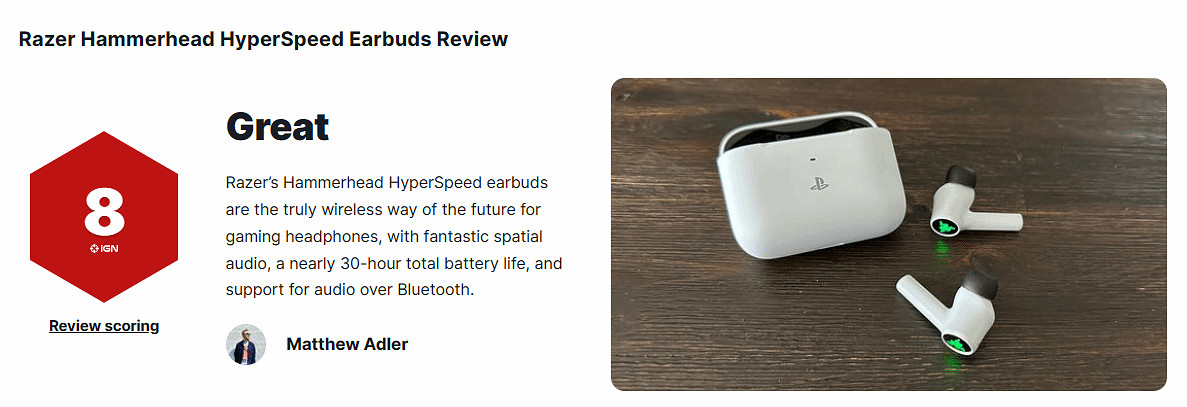 雷蛇PS5專用耳機獲IGN 8分：性能極佳的真無線耳機！