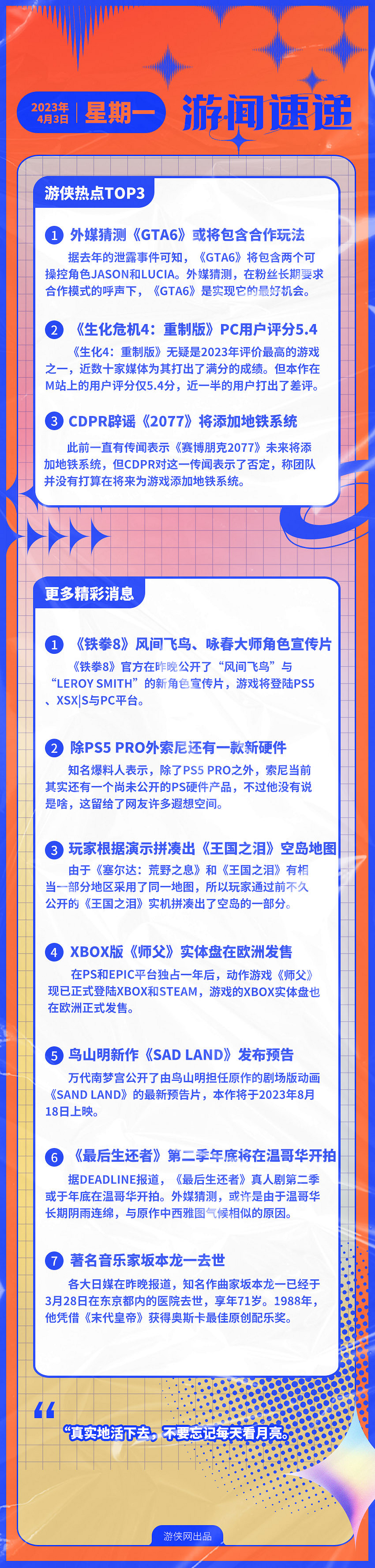早報：生化4重製版M站使用者評分5.4 阪本龍一去世