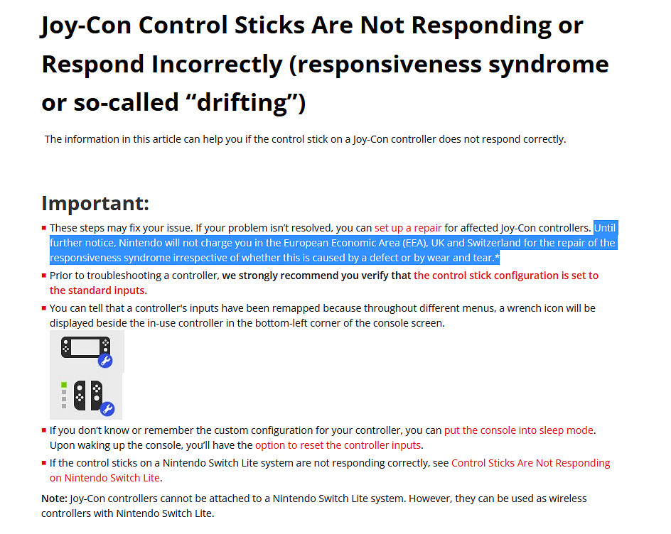 任天堂為歐洲等地玩家提供NS手把漂移免費保固服務 任天堂為歐洲等地玩家提供NS手把漂移免費保固服務