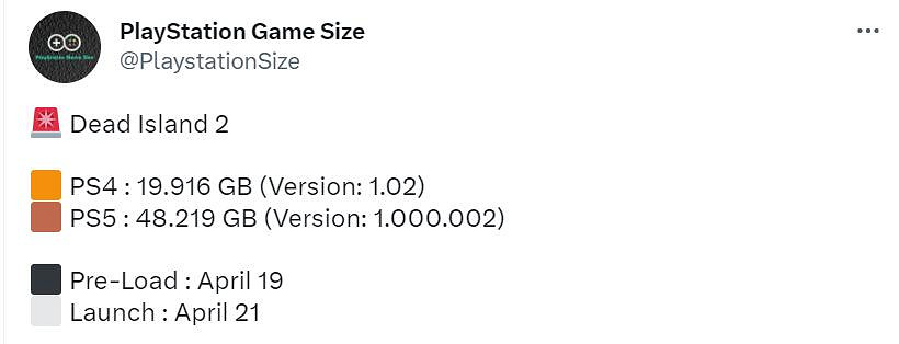 《死亡島2》4月19日開啟預載 PS版容量曝光高達48G! 《死亡島2》4月19日開啟預載 PS版容量曝光高達48G!